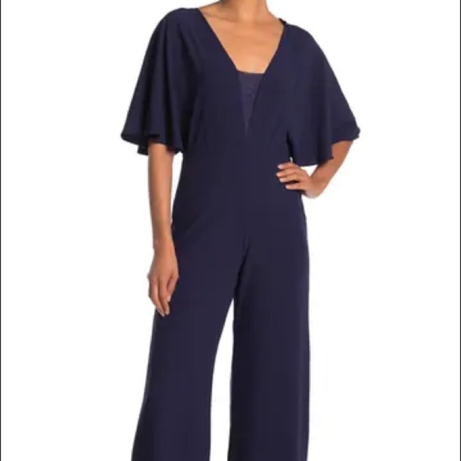 Marina New Black V Neck Dolman Sleeve Jumpsuit Size 10